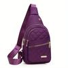 Nylon Sling Quilted Chest Bag with Gold Zipper, Multi Pocket Crossbody Bags for Women Men Daily Casual Travel Outdoor Sport Bag