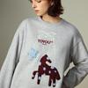 Chuyu Women's Mongolian Horse Totem Thermal Fleece Sweatshirt