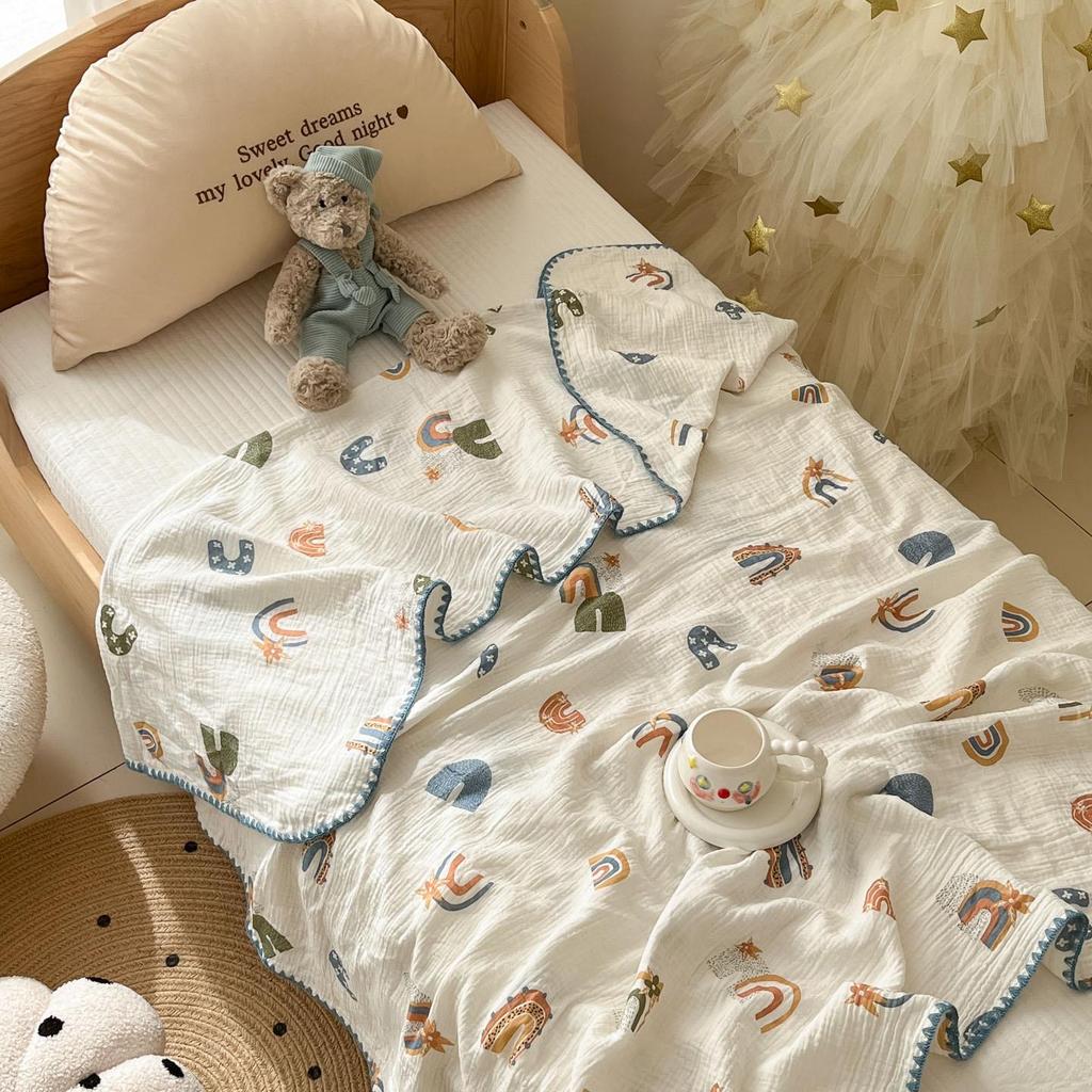 Class A Crinkled Gauze Cotton Children's Summer Quilt - Lightweight, Cooling, Machine Washable