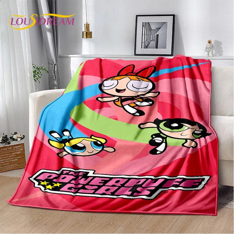 Kreskówkowy Słodki P-Powerpuff Girl Miękki Koc Flanelowy na Łóżka Sypialnia Sofa Piknik, Koc Narzuta do Przykrycia na Zewnątrz Rekreacja Drzemka Prezent