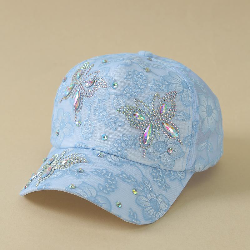 New point diamond butterfly cap, versatile color casual sunshade sunscreen cap, trendy baseball cap
