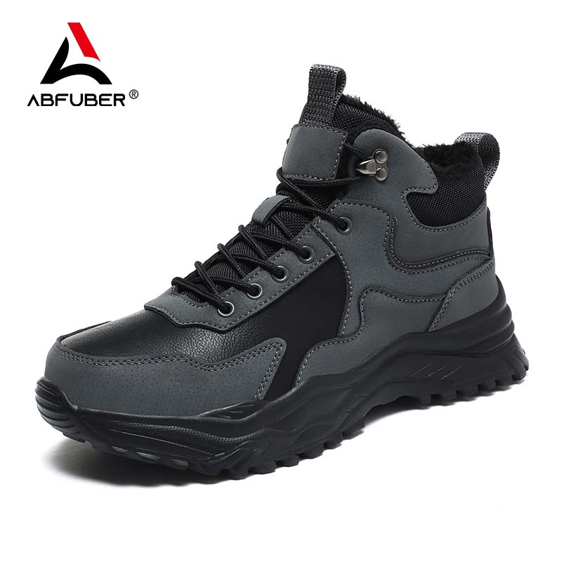 Neue Superwarme Herren Winterstiefel mit Fell Outdoorstiefel Schneestiefel Tragbar Rutschfest Winter Herren High Top Stiefel mit Fell