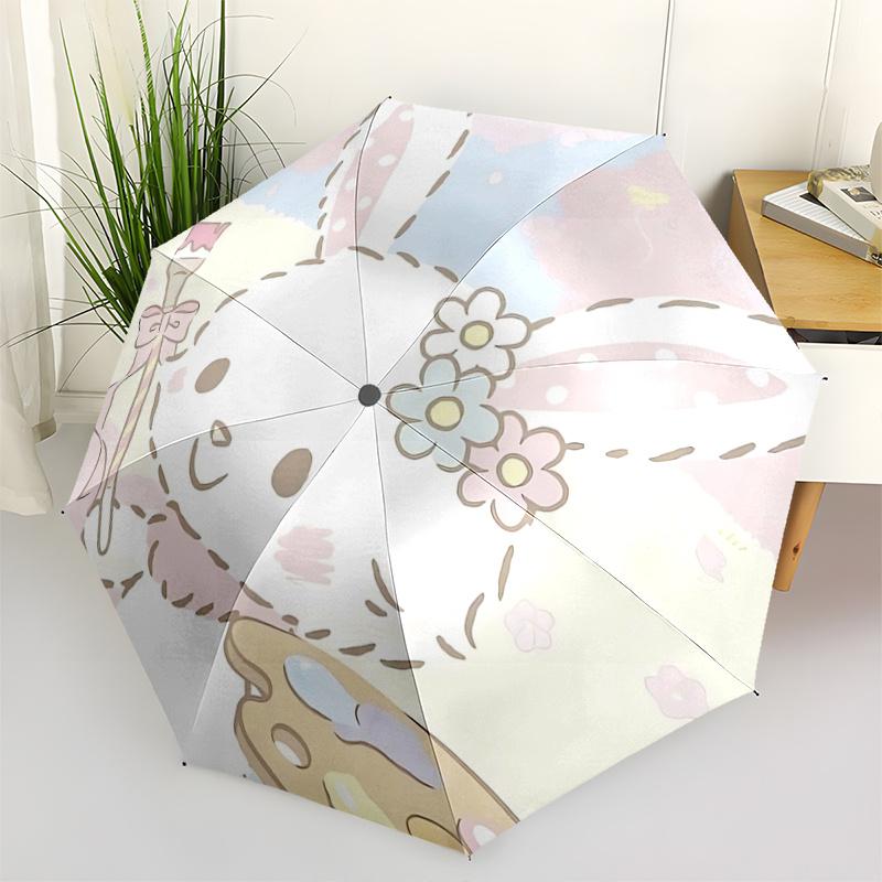 

1pc Easter Bunny Palette with Flowers - Automatic Opening Umbrella, Portable Folding Design, 8-Bone Iron Frame, Outdoor, Festive Gift for Fans, Travel