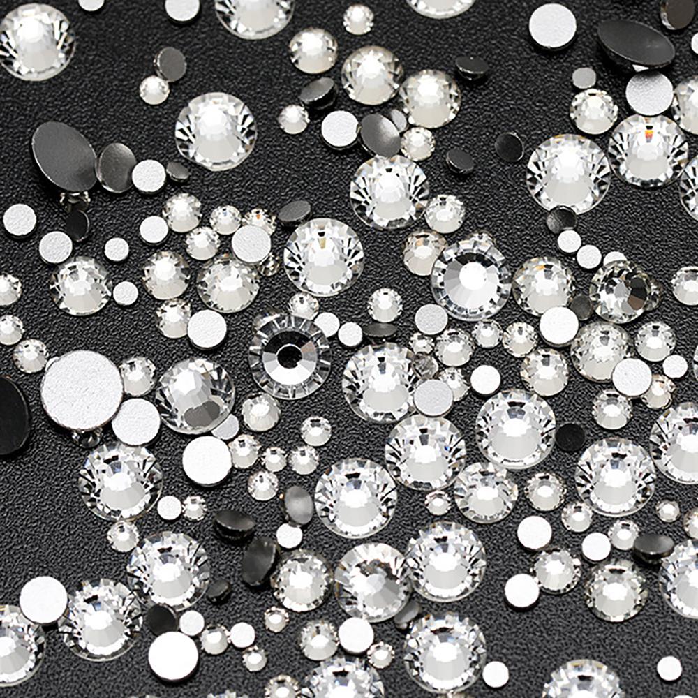 Flatback Crystal Glass Rhinestones Mix Size 14400pcs Non-Hot Fix Bulk Rhinestones for Nail Art Cup Garment Decoration