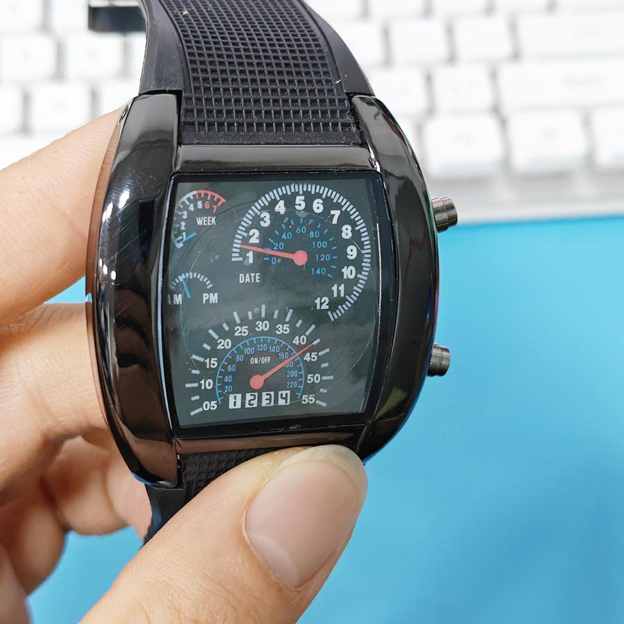 Fashion Men's Sports Wristwatch Set Racing Dashboard Dial Design LED Electronic Watch Creative Digital Watch Clock for Male Teen