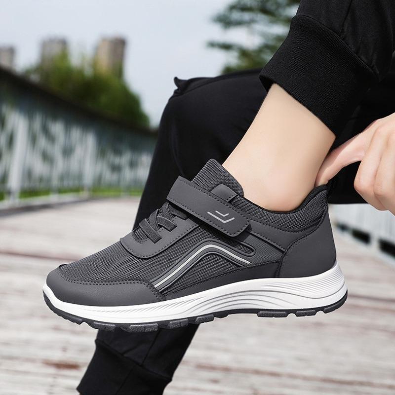 Men Elderly Walking Shoes Hook And Loop Casual Athletic Sneakers
