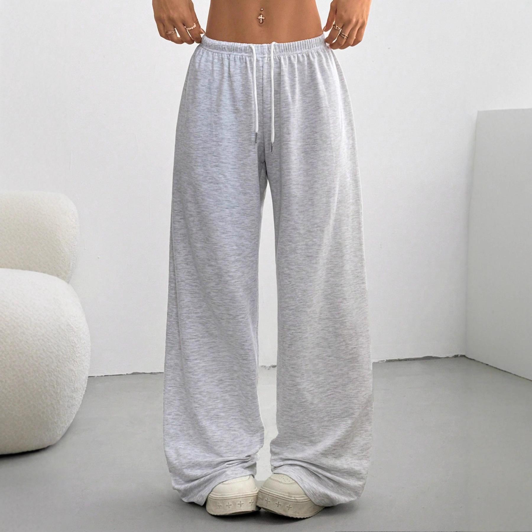 

Wine Red Drawstring Waist Wide Leg Pants S светло-серый