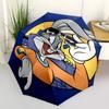 1 stuks Bugs Bunny Looney Tunes Automatische Paraplu 8 Baleinen Draagbaar Opvouwbaar Zwart IJzeren Frame voor Buiten, Strand, Reizen, Strandparaplu 133