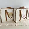 Adorable Large Capacity Canvas Bag Featuring Cute Bear Design Perfect For Kids Storage
