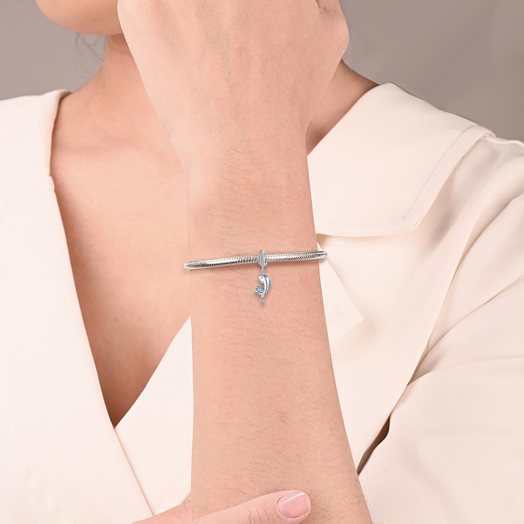 Popular Copper Dolphin Secure Chain & Conch & Sparkling Turtle Dangle Charm Fit Bracelet Exquisite Beach Party Gift