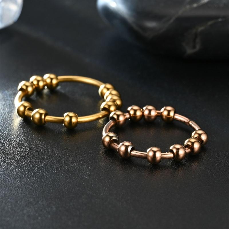 Personality Rotated Bead Ring Anxiety Decompression Finger-Ring Anti Anxiety Ring for Women Men Fidget-Rings Jewelry