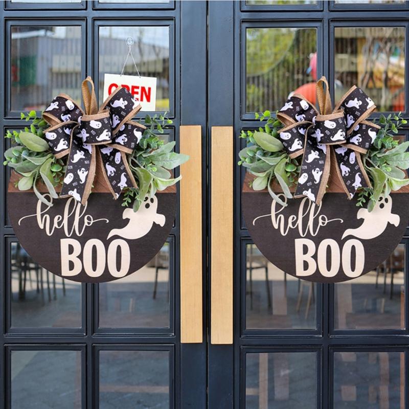 Festival Halloween Skull Welcome Sign Handmade Wood Plaque Door Hanger for Door or Garden Decoration Party Supplies