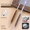Double-Ended Sandalwood Carving & Glue Mixing Pen: Comfortable Grip, Multi-Functional Silicone Nail Art Tool.