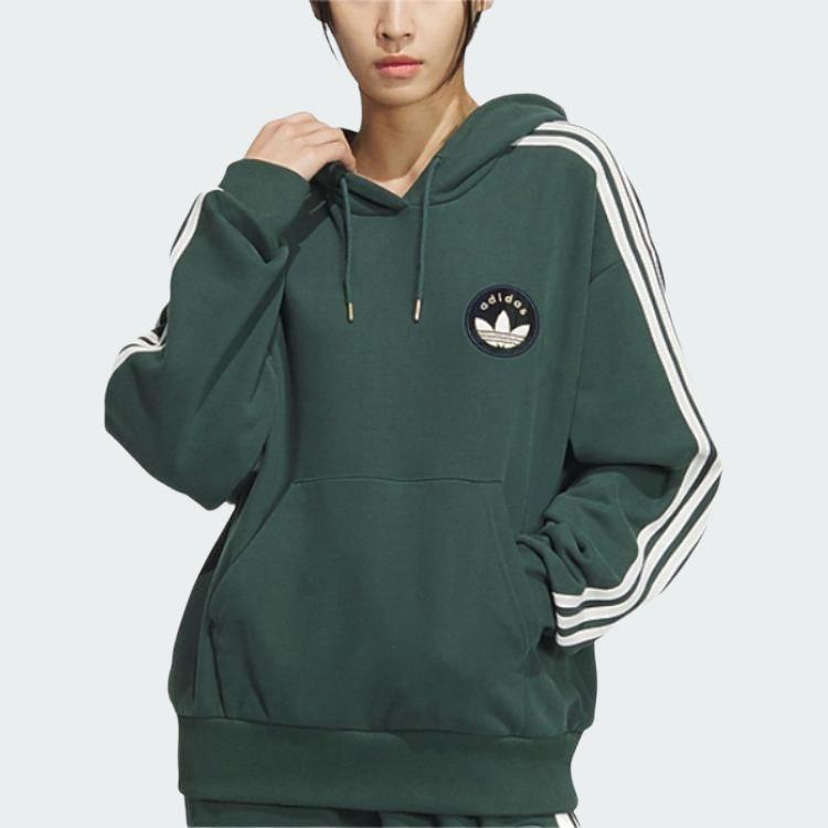 adidas Originals Comfortable Striped Long Sleeve Hoodie Women Hoodies Green JC6854
