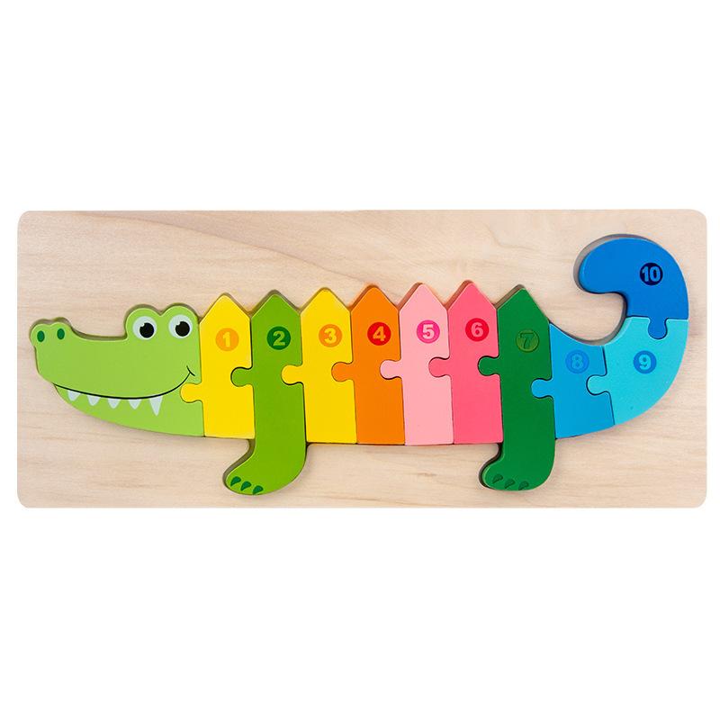 Wooden Large Buckle Three-dimensional Cartoon Animal Puzzle Puzzle Board Children's Educational Early Education Toy Building Blocks