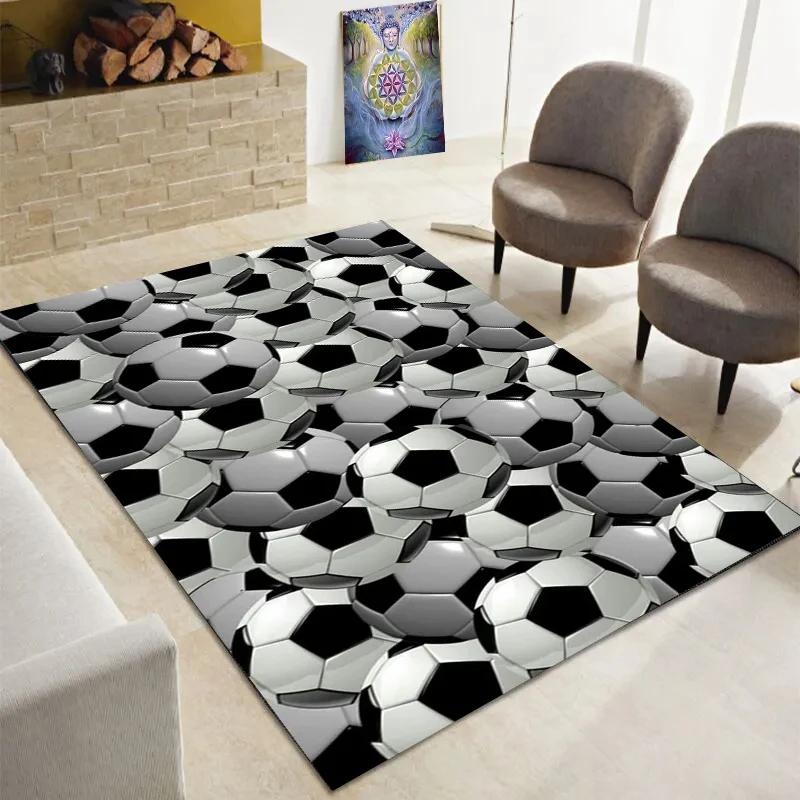 Dywan z motywem piłki nożnej, dywan sportowy, wzór piłki nożnej, mata podłogowa dla dzieci, chłopców i dziewcząt, pokój zabaw, salon, sypialnia