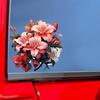 QT2191#15cm Bright Red Azalea Floral Waterproof Car Decorative Decal, Suitable for Cars, Laptops, Bumpers, Glass Window Sticker