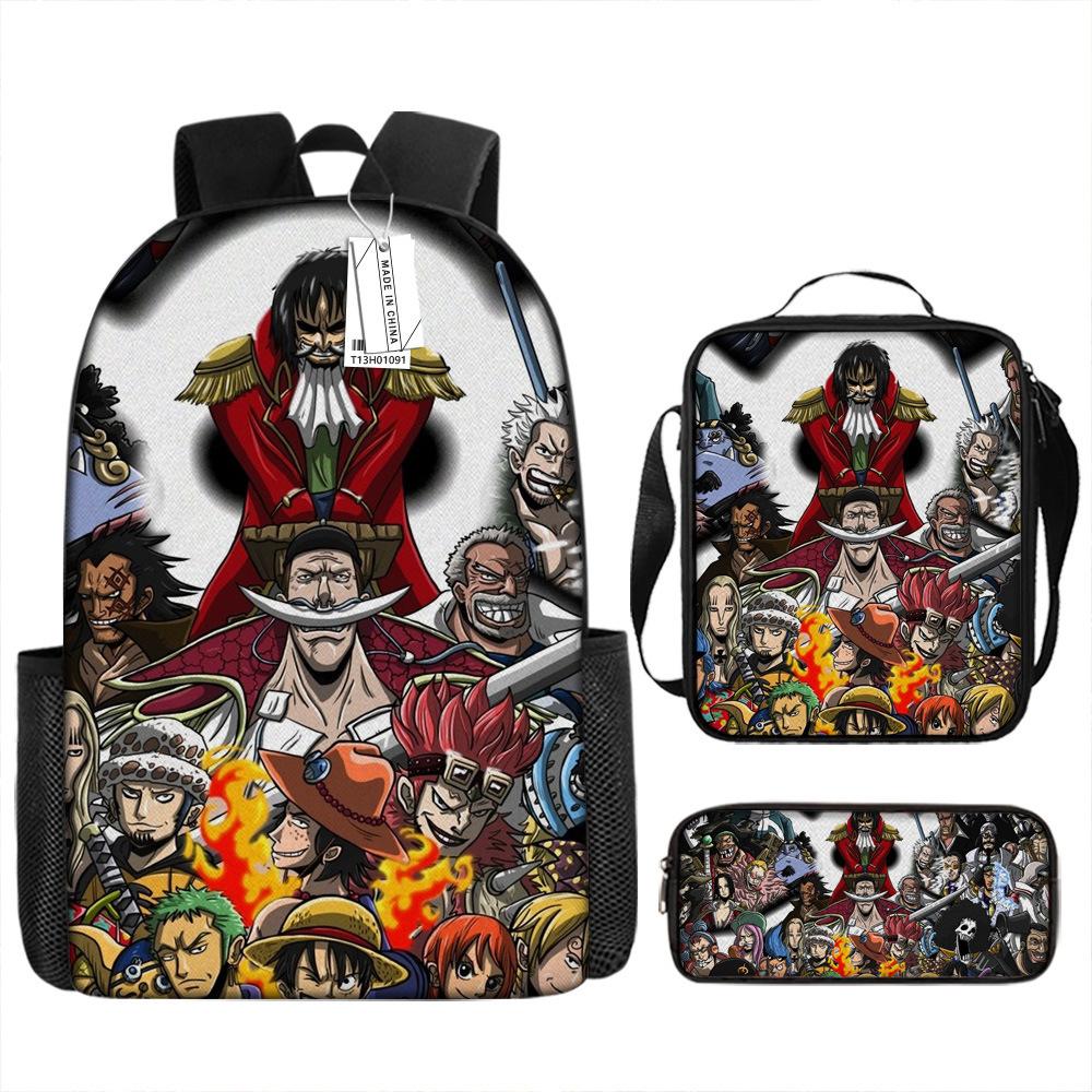 Peripheral ONE PIECE Student School Bag Cartoon School Bag Children's Backpack Three-piece Satchel