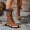 Large Size Boots Women's Autumn New European and American Round Head Platform Size Medium Boots Women's Shoes