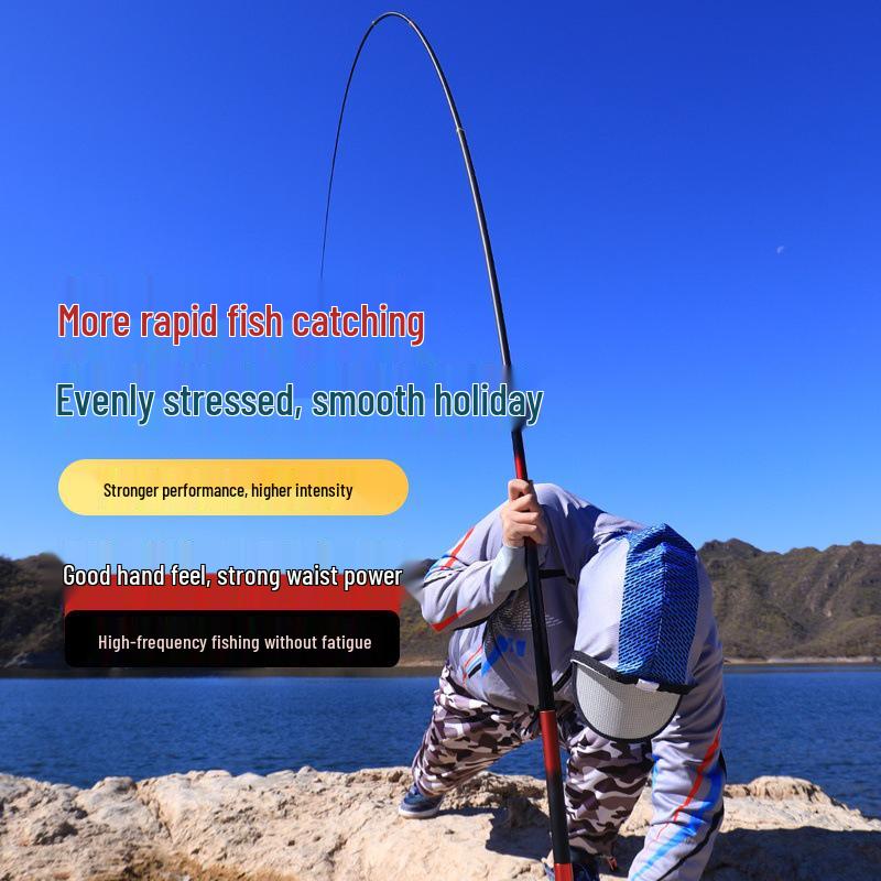 ZTO Portable 19 Tone Super Hard Fishing Rod with Integrated Reel: Compact, Through-Handle Design, Internal Wiring, Handheld.