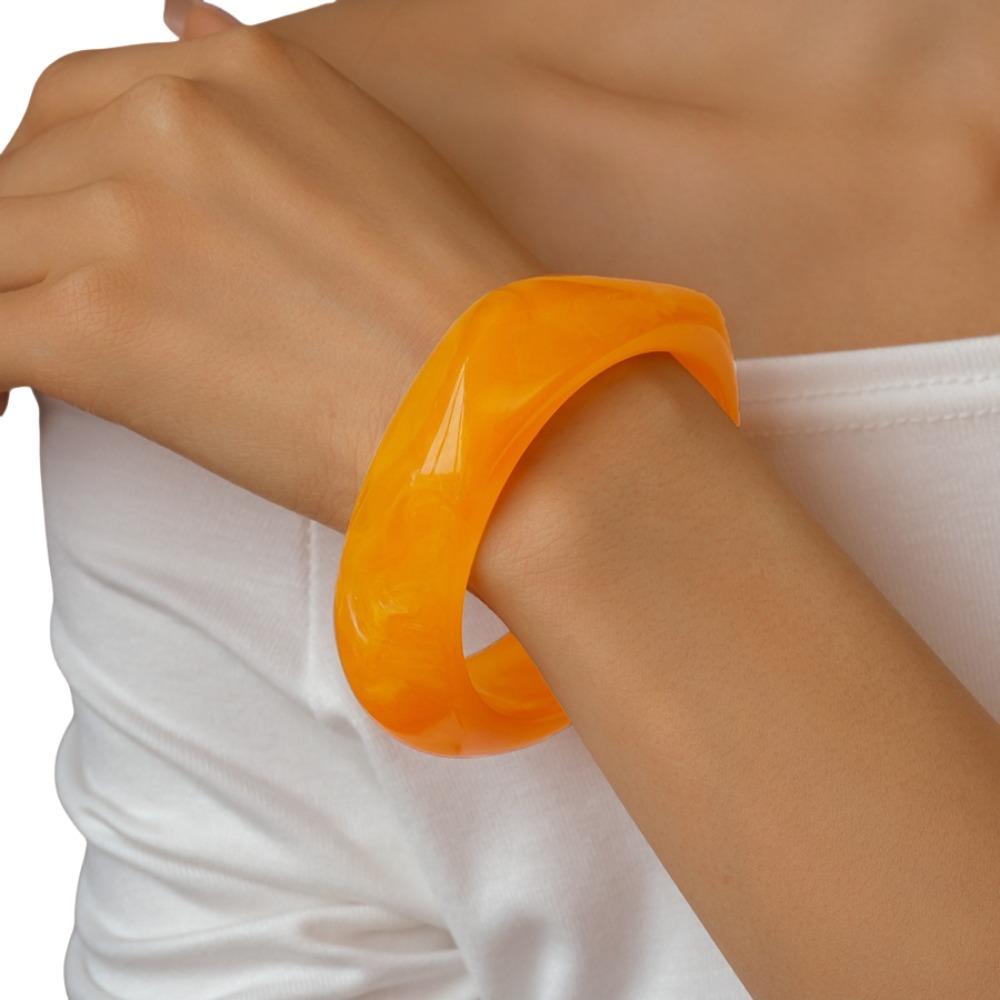 Bohemian Acrylic Bangle Smudging Retro Hand Ring Cute Irregular Wide Bracelet  Decoration
