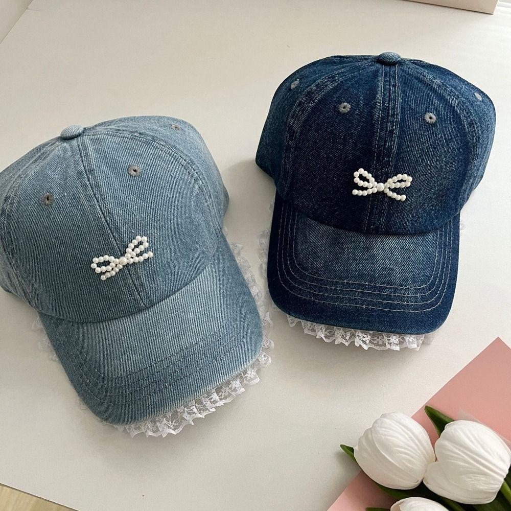 

Bowknot Bowknot Baseball Hat Lace Peaked Cap Simple Bow Baseball Cap Girl світло-синій колір