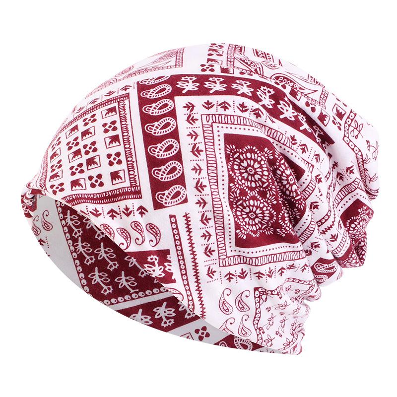 European and American Popular Cashew Flower Hip-hop Headscarf Hat, Unisex Soft Scarf Pullover Hat JDU-A