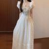 French Bubble Sleeve White Dress Women's Summer New High-end Temperament Seaside Vacation Fairy Long Dress