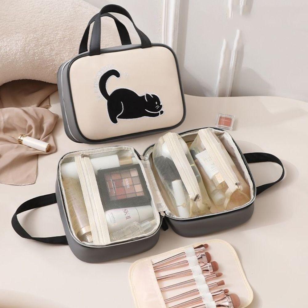 Korean Style Makeup Pouch Bag Toiletries Organizer Travel Wash Bag Cute Cat Cosmetic Bag  Shopping