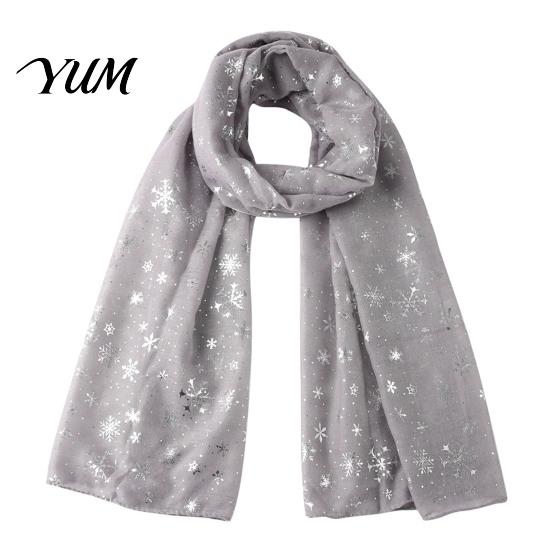 Feiertags-Accessoire Glitzernd Funkelnd Folien-Schneeflocken-Print Schal für Damen, Weihnachten Warm Hals-Thema Schal Wickel, Herbst Winter Leicht