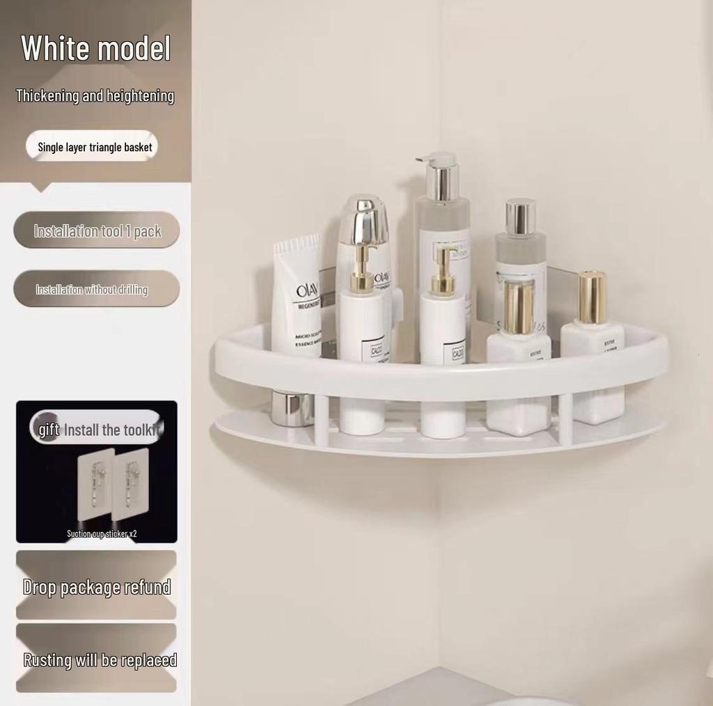 Punch-Free Bathroom Cabinet Shelf: Wall-Mounted Storage Rack for Toiletries & Washstand Supplies