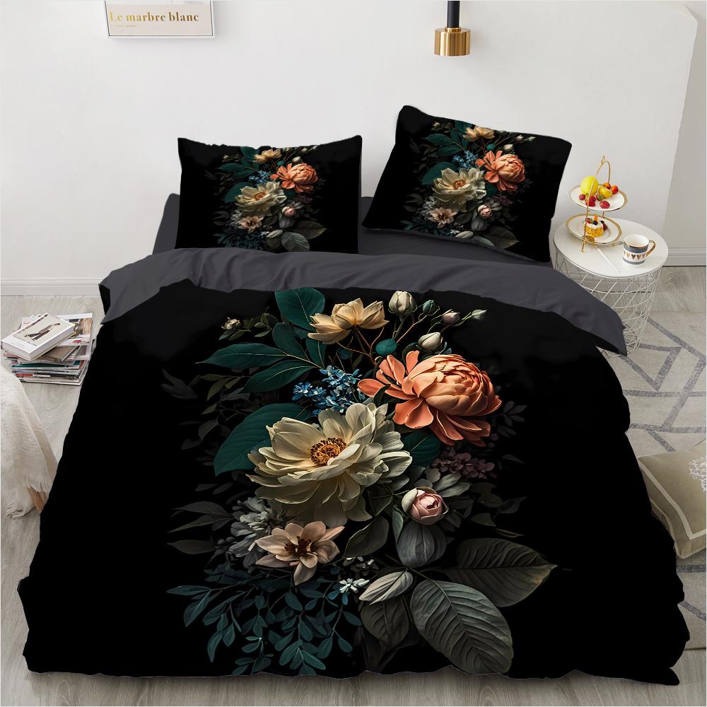 Padrão colorido retrô de borboleta com impressão 3D (conjunto de três peças) conjunto de cama de casal queen size fronha edredom