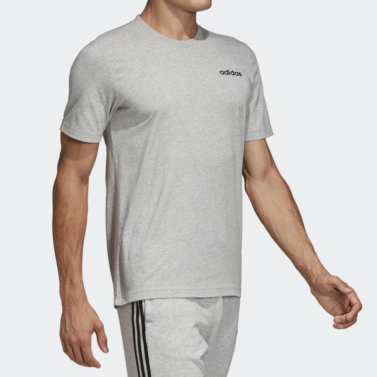 Adidas T Shirts Men's Medium Heather Gray/Black Crew Neck Moderate Straight Fit DU0382