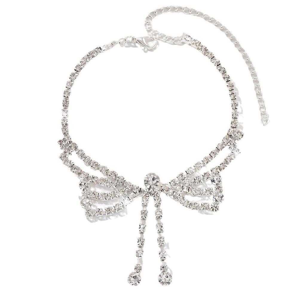 Exaggerated Rhinestone Chain With Diamond Fringed Anklet Female, Bohemian Personality Beach Body Chain Jewelry