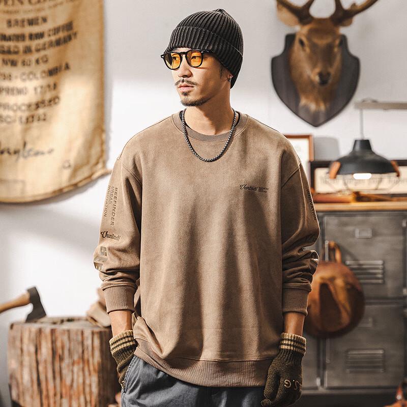 Men's American Retro Heavyweight Suede Sweatshirt