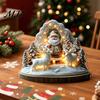 Christmas Party Centerpieces Winter Ornaments, Double-sided Acrylic Snowman/Santa Claus/Reindeer/Cottage Table Snow Scene Ornaments Decorations