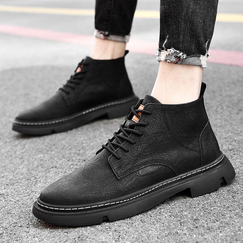 Fashion Classic Brand Men's Workwear Boots Thick Soled Wear-resistant Men's High Top Shoes High-quality Genuine Leather Casual Shoes
