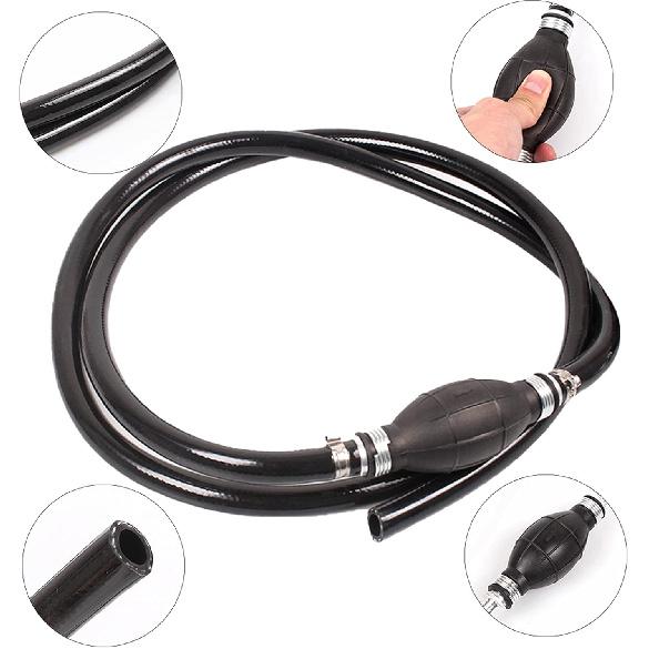 BARTOO Fuel Line Assembly,3/8in Nylon Braided Marine Fuel Hose Line Assembly with Primer Bulb for Marine Outboard Boat Motor RVs Tractors and