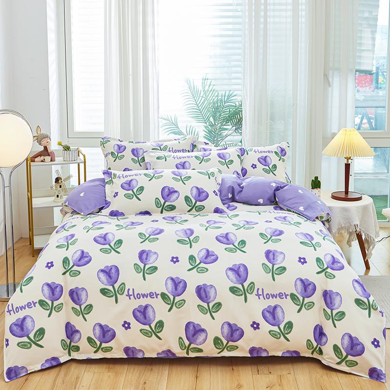Kawaii Cartoon Dinosaur Duvet Cover Twin Queen Botanical Floral Bedding Set Pink Strawberry Comforter Cover with 2 Pillow Sham