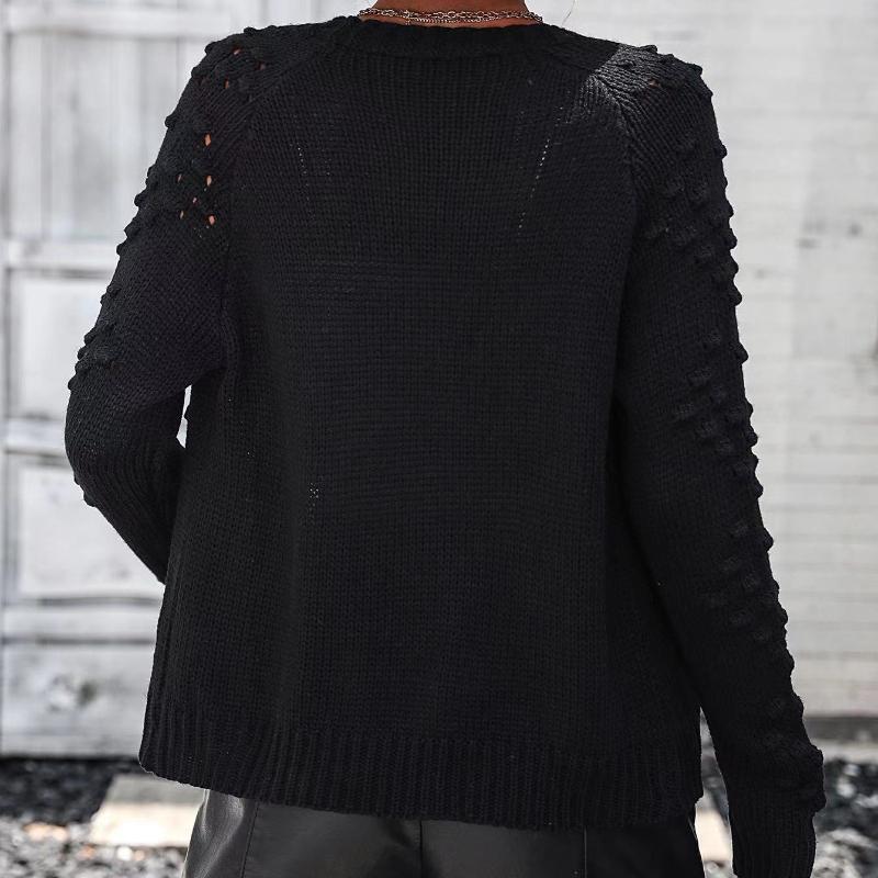 IHUASU Autumn and Winter Women's Knitted Three-dimensional Pattern Cardigan Jacket Sweater