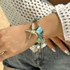 Boho Large Starfish Pendant Bracelet for Women Creative Irregular Shell Starfish Conch Beaded Bangle Beach Party Holiday Jewelry