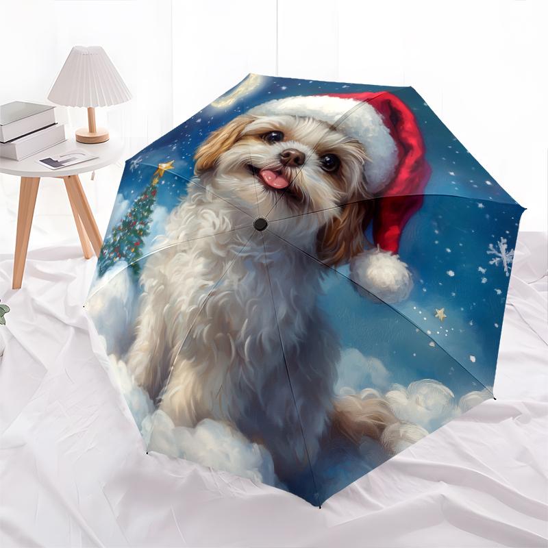 Shih Tzu pattern, automatic folding umbrella, portable and foldable design, 8 ribs, a Christmas or birthday gift.