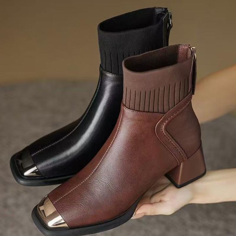 2025 New Women Short Boots Back Zip Zipper Luxury Designer Ladies Rubber High Heel Fashion Pointy Ankle Boot