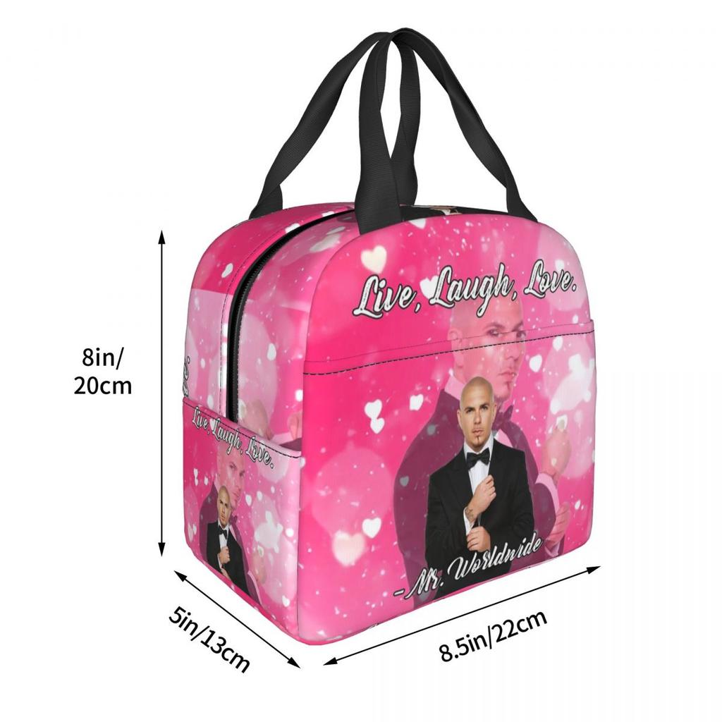 Mr. Worldwide Says To Live Laugh Love Pink Insulated Lunch Bag for Women Kids Portable Food Boxes Thermal Lunch Box Tote
