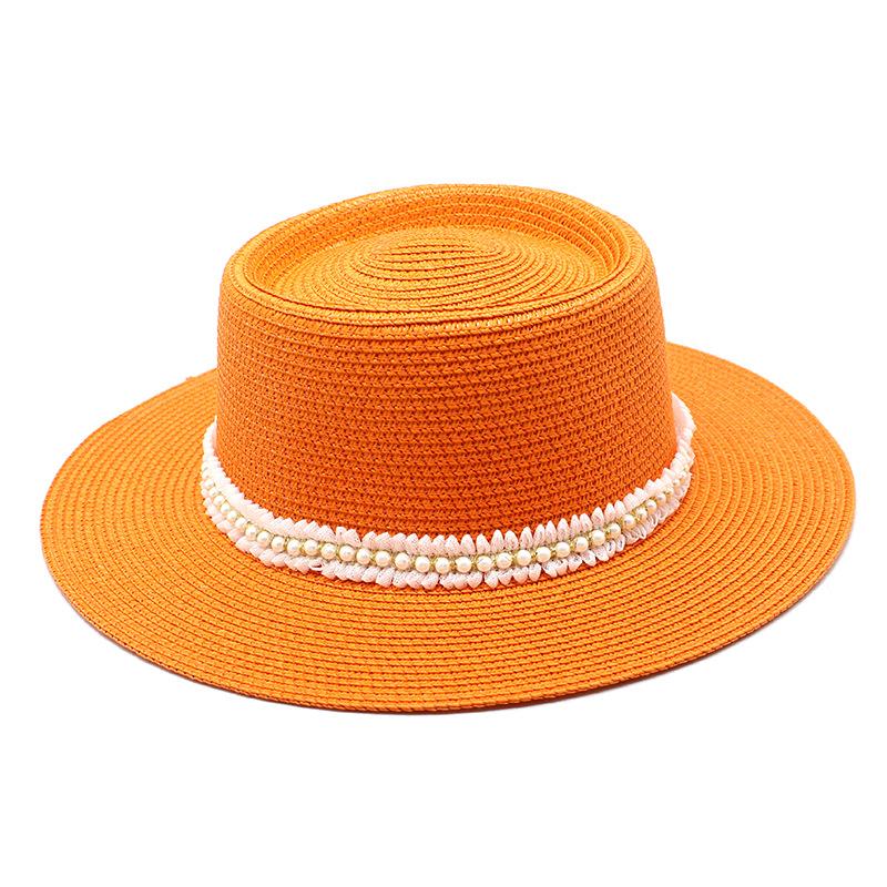 Ladies Pearl Lace Top Hat Outdoor Leisure Beach Hat Simple Personality Sun Hat