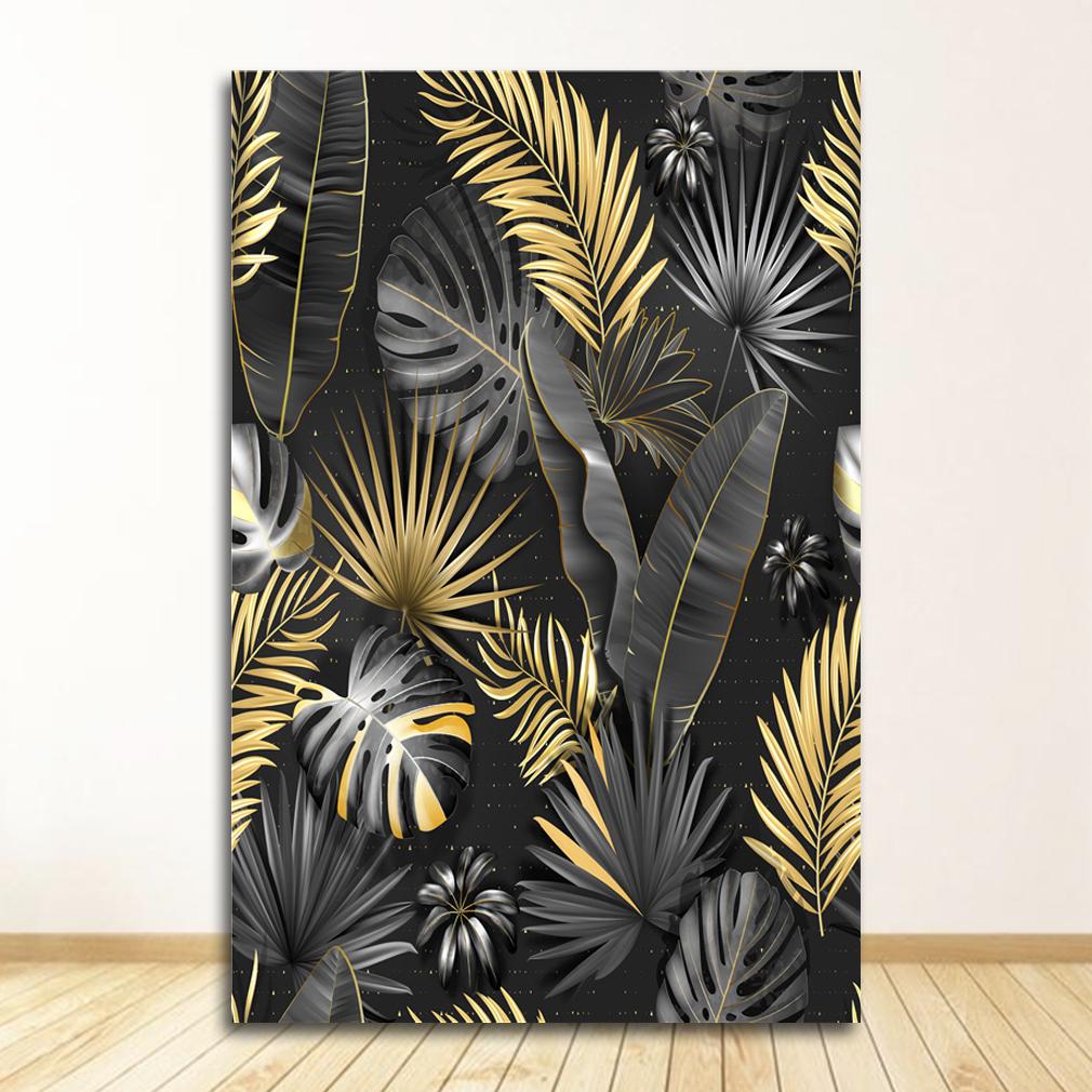Nordic Canvas Painting Wall Art Tropical Leaves Posters and Prints for Living Room Decor Gold Plant Picture Home Decor Wholesale