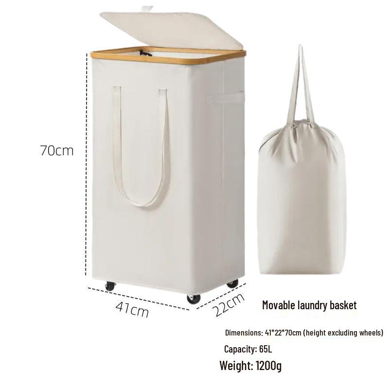 

Collapsible Wheeled Laundry Basket - Large Capacity Hamper for Clothes and Sundries With wheels - widened handheld laundry basket