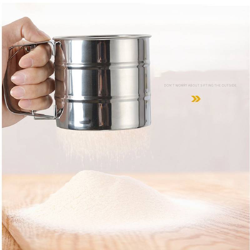 Stainless Steel Mesh Flour Sieve With Adjustable Handle For Home Baking And Food Preparation
