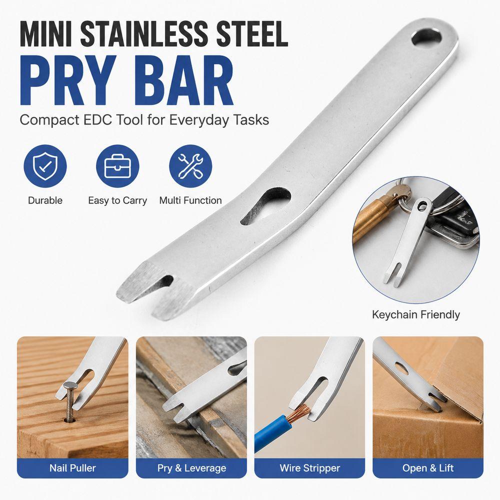 Nail Puller Slot Nail Puller Tool Stainless Steel Mini Pry Bar EDC Pry Tool Hardware Accessories