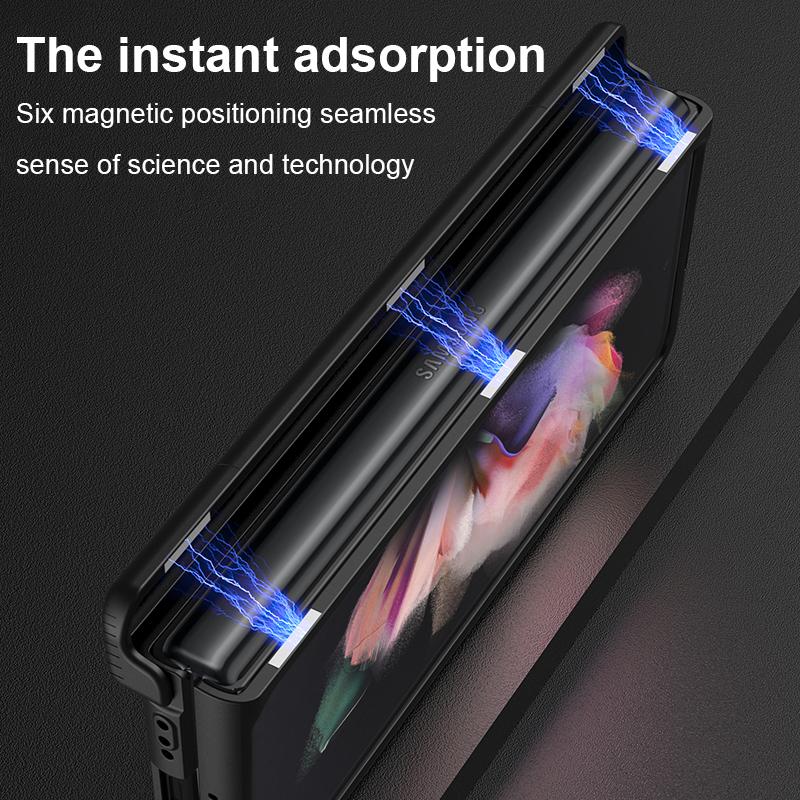 Scharnierhalterung Fall magnetische Rüstung Abdeckung für Samsung Galaxy Z Fold 3 5g Fall eingebauter Bildschirm Kamera Schutz stoßfest Fundas